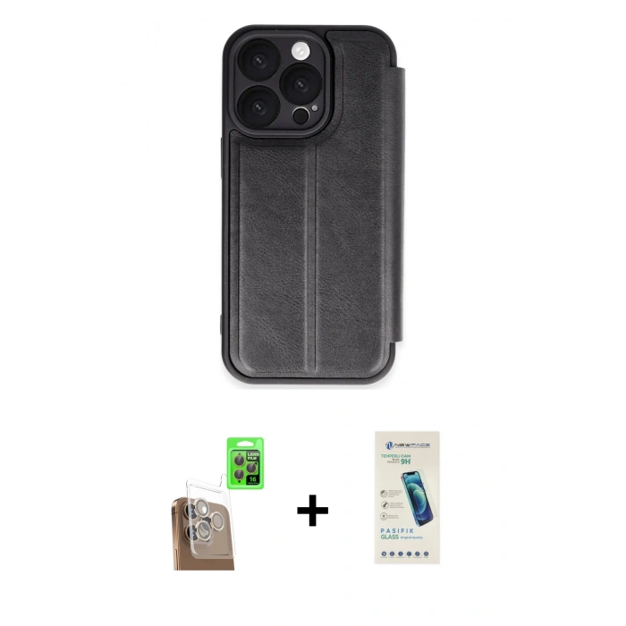 MARSİLYAN™- iPhone 16 Pro Kılıf Zirve Yansıma Serisi - Şeffaf Pasifik Cam Ekran Koruyucu + Raze Metal Kamera Lens - CLTM