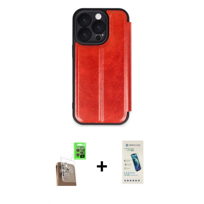 MARSİLYAN™- iPhone 16 Pro Kılıf Zirve Yansıma Serisi - Şeffaf Pasifik Cam Ekran Koruyucu + Raze Metal Kamera Lens - CLTM