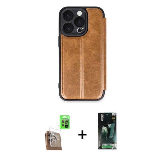 MARSİLYAN™- iPhone 16 Pro Kılıf Zirve Yansıma Serisi - Siyah 360 Mat Full Body Arka Koruyucu + Raze Metal Kamera Lens - CLTM