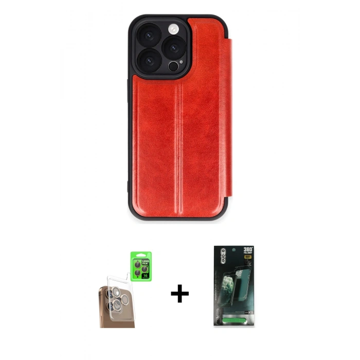 MARSİLYAN™- iPhone 16 Pro Kılıf Zirve Yansıma Serisi - Siyah 360 Mat Full Body Arka Koruyucu + Raze Metal Kamera Lens - CLTM