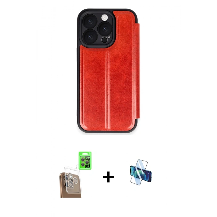 MARSİLYAN™- iPhone 16 Pro Kılıf Zirve Yansıma Serisi - Siyah 3D Antistatik Seramik Nano Ekran Koruyucu + Raze Metal Kamera Lens - CLTM