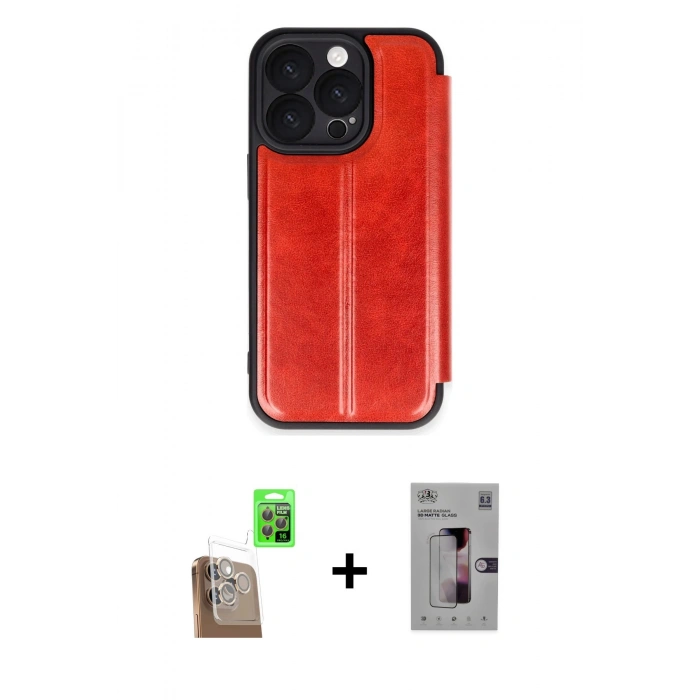MARSİLYAN™- iPhone 16 Pro Kılıf Zirve Yansıma Serisi - Siyah Bilvis 3D Mat Cam Ekran Koruyucu + Raze Metal Kamera Lens - CLTM