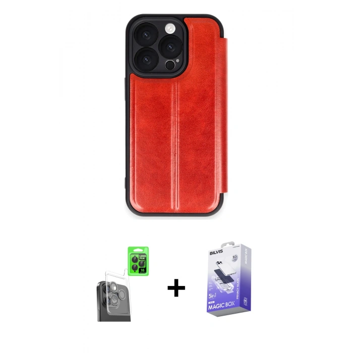 MARSİLYAN™- iPhone 16 Pro Kılıf Zirve Yansıma Serisi - Siyah Bilvis 5in1 5D Magic Hayalet Cam Ekran Koruyucu + Raze Metal Kamera Lens - SH