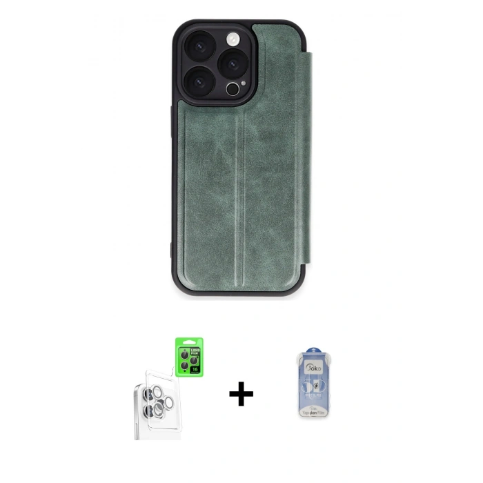 MARSİLYAN™- iPhone 16 Pro Kılıf Zirve Yansıma Serisi - Siyah Joko Magic 5D Cam + Raze Metal Kamera Lens - BZ
