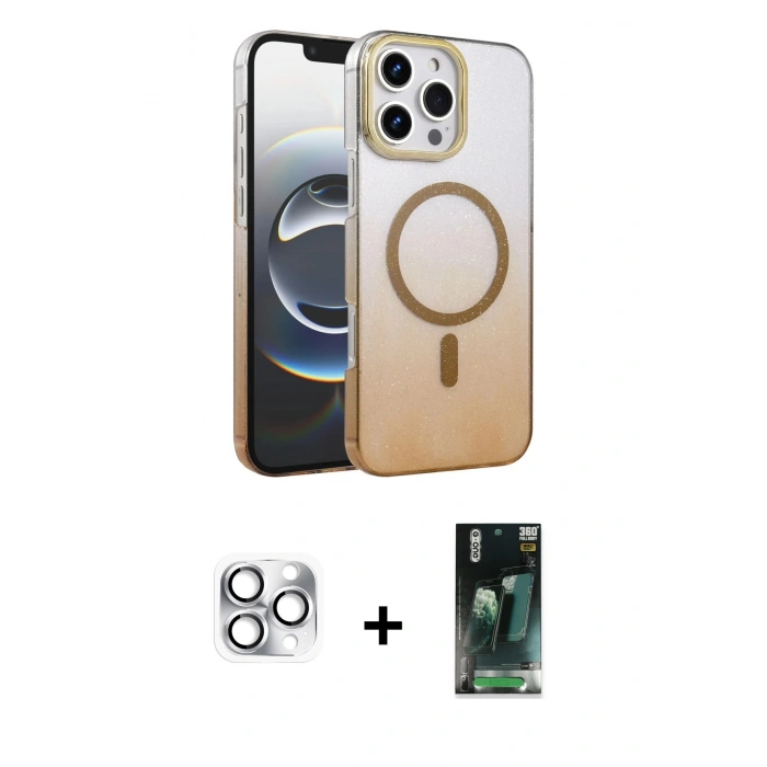MARSİLYAN™- iPhone 16 Pro Max Kılıf Ahenk Doku Özel Seri - Siyah 360 Mat Full Body Arka Koruyucu + Pers Alüminyum Kamera Lens - GS