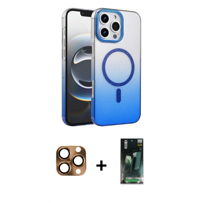 MARSİLYAN™- iPhone 16 Pro Max Kılıf Ahenk Doku Özel Seri - Siyah 360 Mat Full Body Arka Koruyucu + Pers Alüminyum Kamera Lens - CLTM