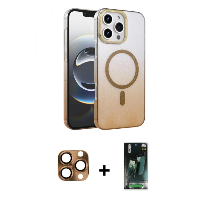 MARSİLYAN™- iPhone 16 Pro Max Kılıf Ahenk Doku Özel Seri - Siyah 360 Mat Full Body Arka Koruyucu + Pers Alüminyum Kamera Lens - CLTM