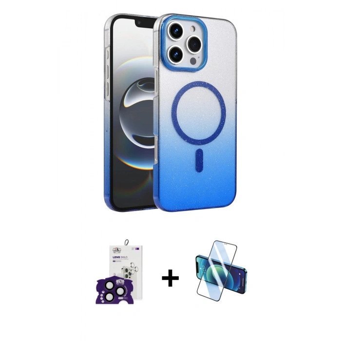 MARSİLYAN™- iPhone 16 Pro Max Kılıf Ahenk Doku Özel Seri - Siyah 3D Antistatik Cam Ekran Koruyucu + Bilvis Titan Kamera Lens - SH