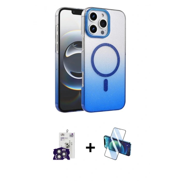 MARSİLYAN™- iPhone 16 Pro Max Kılıf Ahenk Doku Özel Seri - Siyah 3D Antistatik Cam Ekran Koruyucu + Bilvis Titan Kamera Lens - TMGI