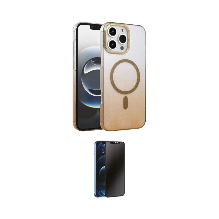 MARSİLYAN™- iPhone 16 Pro Max Kılıf Ahenk Doku Özel Seri - Siyah 3D Antistatik Hayalet Cam Ekran Koruyucu