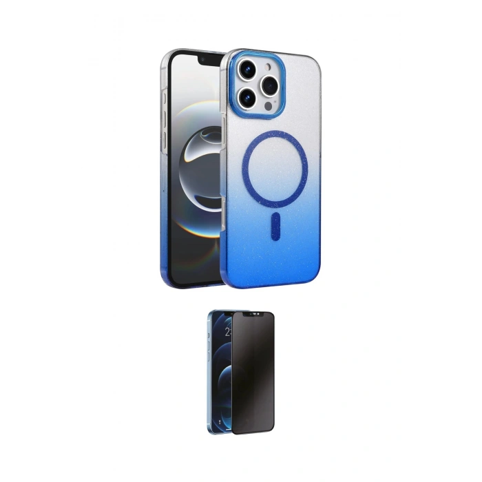 MARSİLYAN™- iPhone 16 Pro Max Kılıf Ahenk Doku Özel Seri - Siyah 3D Antistatik Hayalet Cam Ekran Koruyucu