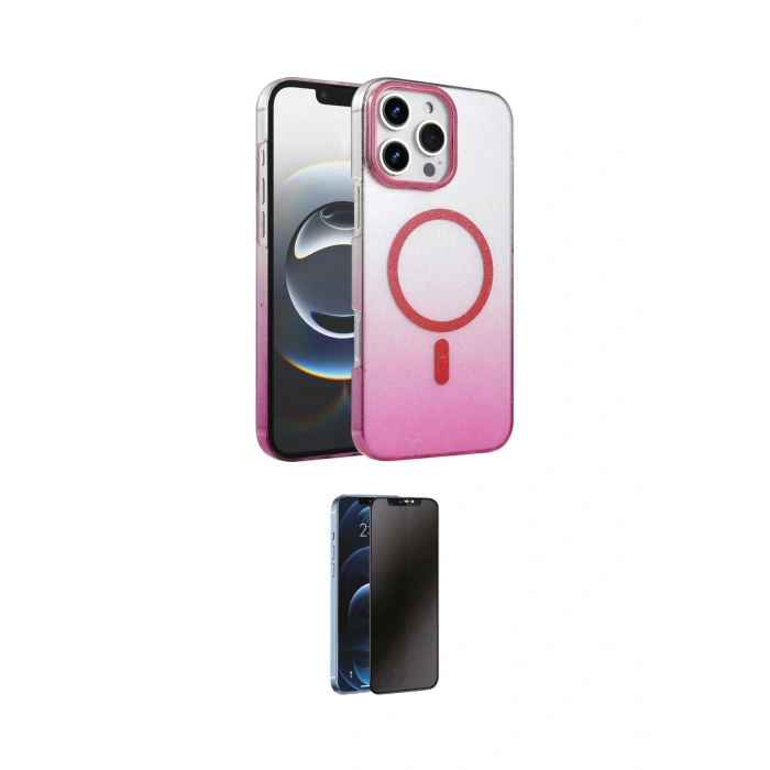 MARSİLYAN™- iPhone 16 Pro Max Kılıf Ahenk Doku Özel Seri - Siyah 3D Antistatik Hayalet Cam Ekran Koruyucu
