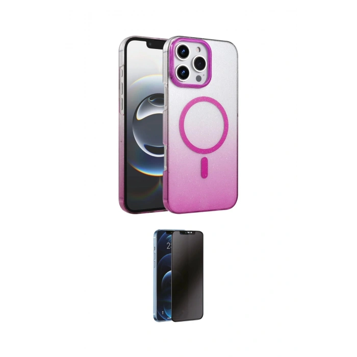 MARSİLYAN™- iPhone 16 Pro Max Kılıf Ahenk Doku Özel Seri - Siyah 3D Antistatik Hayalet Cam Ekran Koruyucu