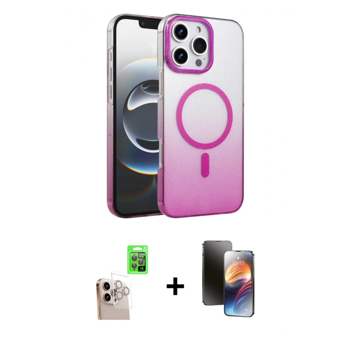 MARSİLYAN™- iPhone 16 Pro Max Kılıf Ahenk Doku Özel Seri - Siyah 3D Antistatik Mat Seramik Nano Ekran Koruyucu + Raze Metal Kamera Lens - NLGY