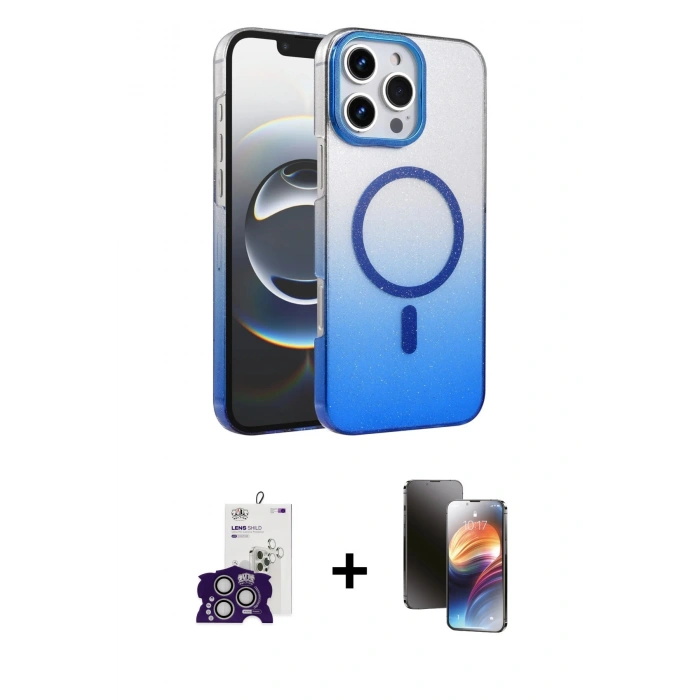 MARSİLYAN™- iPhone 16 Pro Max Kılıf Ahenk Doku Özel Seri - Siyah 3D Antistatik Mat Seramik Nano Ekran Koruyucu + Bilvis Titan Kamera Lens - GS