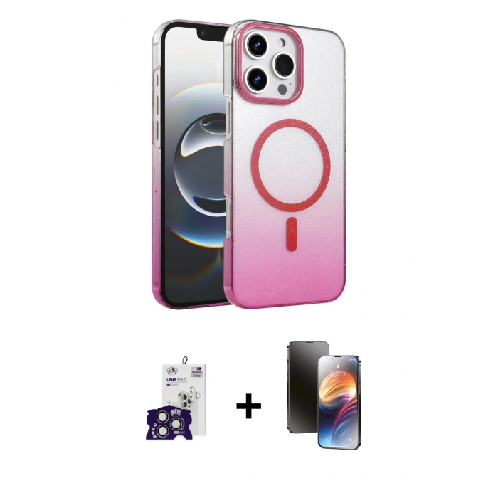 MARSİLYAN™- iPhone 16 Pro Max Kılıf Ahenk Doku Özel Seri - Siyah 3D Antistatik Mat Seramik Nano Ekran Koruyucu + Titanyum Gri Bilvis Titan Kamera Lens