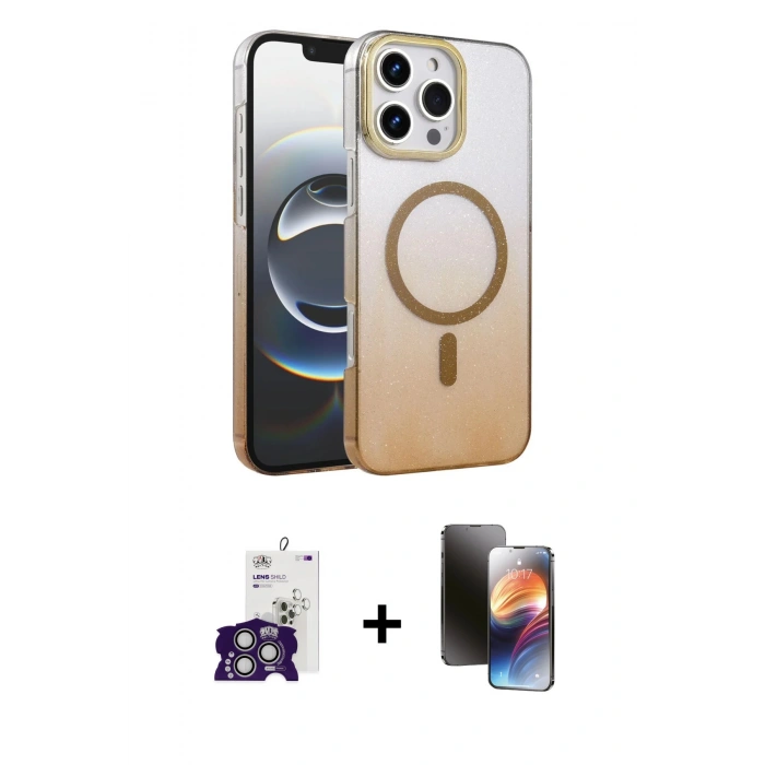 MARSİLYAN™- iPhone 16 Pro Max Kılıf Ahenk Doku Özel Seri - Siyah 3D Antistatik Mat Seramik Nano Ekran Koruyucu + Bilvis Titan Kamera Lens - GS