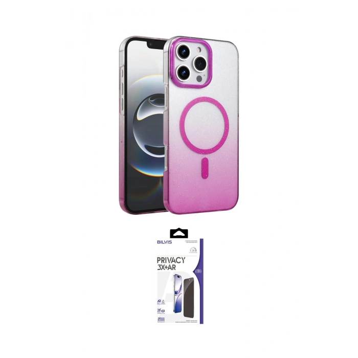MARSİLYAN™- iPhone 16 Pro Max Kılıf Ahenk Doku Özel Seri - Siyah Bilvis 3X AR Hayalet Cam Ekran Koruyucu