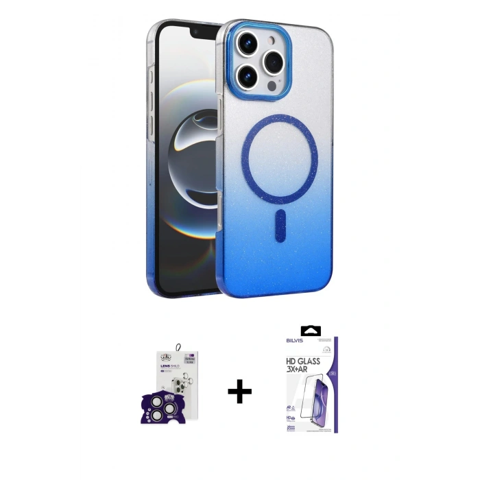 MARSİLYAN™- iPhone 16 Pro Max Kılıf Ahenk Doku Özel Seri - Siyah Bilvis 3X AR HD Cam Ekran Koruyucu + Bilvis Titan Kamera Lens - TMGI