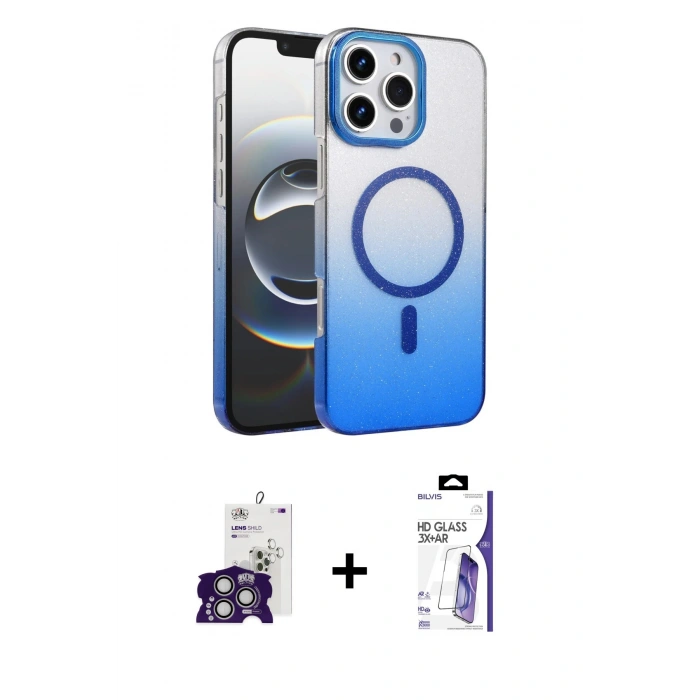MARSİLYAN™- iPhone 16 Pro Max Kılıf Ahenk Doku Özel Seri - Siyah Bilvis 3X AR HD Cam Ekran Koruyucu + Bilvis Titan Kamera Lens - GS