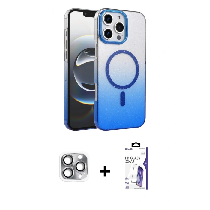 MARSİLYAN™- iPhone 16 Pro Max Kılıf Ahenk Doku Özel Seri - Siyah Bilvis 3X AR HD Cam Ekran Koruyucu + Pers Alüminyum Kamera Lens - GI