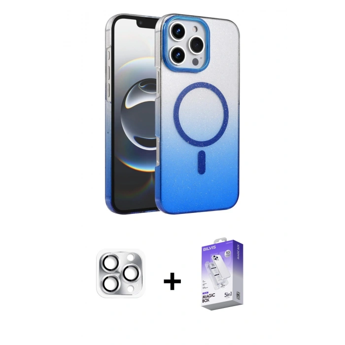 MARSİLYAN™- iPhone 16 Pro Max Kılıf Ahenk Doku Özel Seri - Siyah Bilvis 5in1 3D Magic Cam Ekran Koruyucu + Pers Alüminyum Kamera Lens - GS