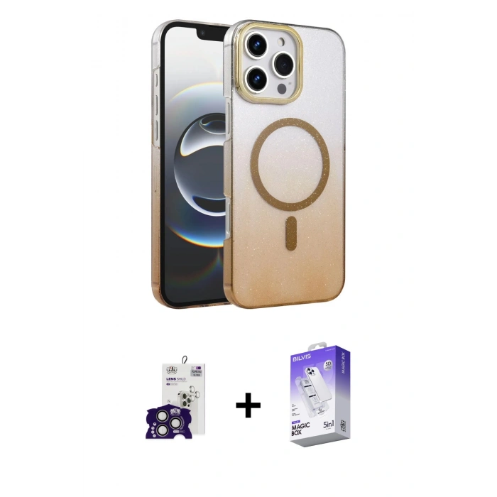 MARSİLYAN™- iPhone 16 Pro Max Kılıf Ahenk Doku Özel Seri - Siyah Bilvis 5in1 3D Magic Cam Ekran Koruyucu + Bilvis Titan Kamera Lens - TMGI