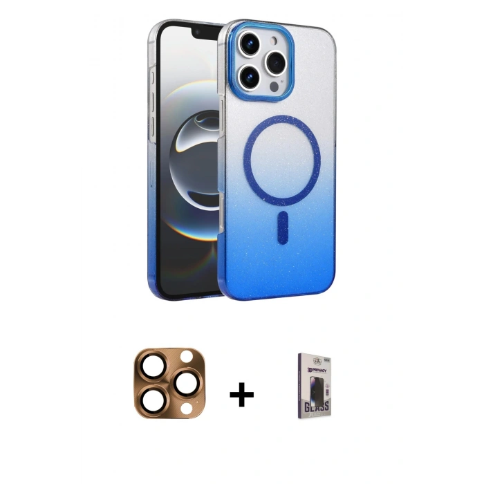MARSİLYAN™- iPhone 16 Pro Max Kılıf Ahenk Doku Özel Seri - Siyah Bilvis Hayalet Cam Ekran Koruyucu + Pers Alüminyum Kamera Lens - CLTM