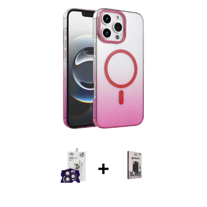 MARSİLYAN™- iPhone 16 Pro Max Kılıf Ahenk Doku Özel Seri - Siyah Bilvis Hayalet Cam Ekran Koruyucu + Titanyum Gri Bilvis Titan Kamera Lens