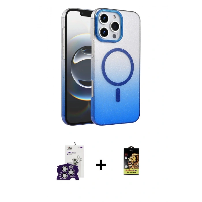 MARSİLYAN™- iPhone 16 Pro Max Kılıf Ahenk Doku Özel Seri - Siyah Buffer Cam Ekran Koruyucu + Bilvis Titan Kamera Lens - GS