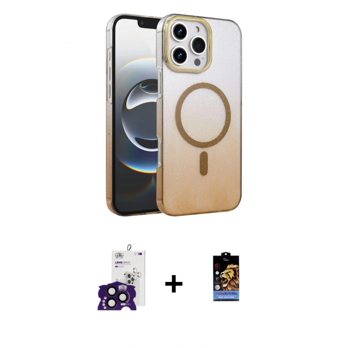 MARSİLYAN™- iPhone 16 Pro Max Kılıf Ahenk Doku Özel Seri - Siyah Buffer Hayalet Cam Ekran Koruyucu + Bilvis Titan Kamera Lens - SH