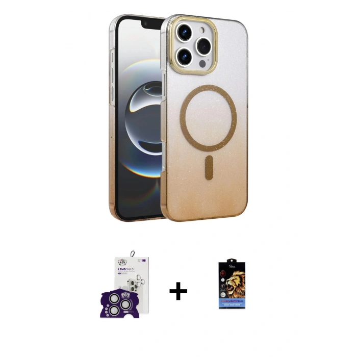 MARSİLYAN™- iPhone 16 Pro Max Kılıf Ahenk Doku Özel Seri - Siyah Buffer Hayalet Cam Ekran Koruyucu + Bilvis Titan Kamera Lens - GS