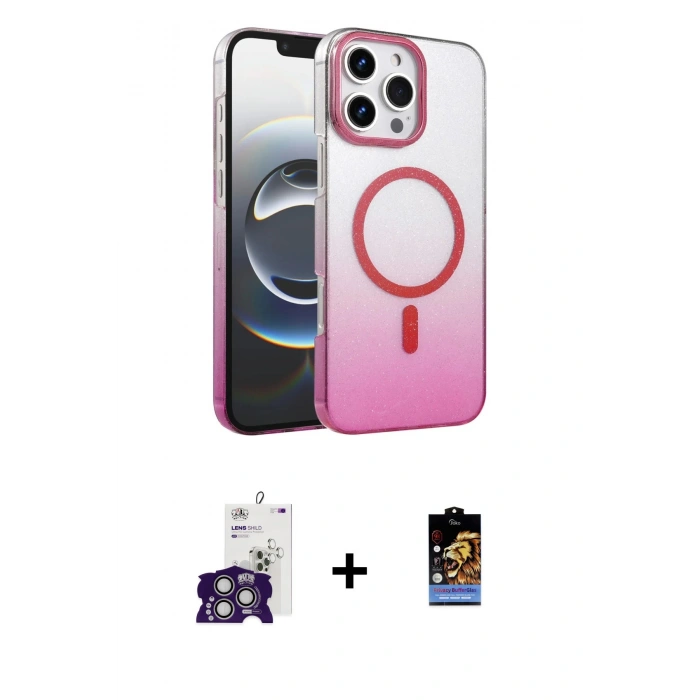 MARSİLYAN™- iPhone 16 Pro Max Kılıf Ahenk Doku Özel Seri - Siyah Buffer Hayalet Cam Ekran Koruyucu + Bilvis Titan Kamera Lens - GS