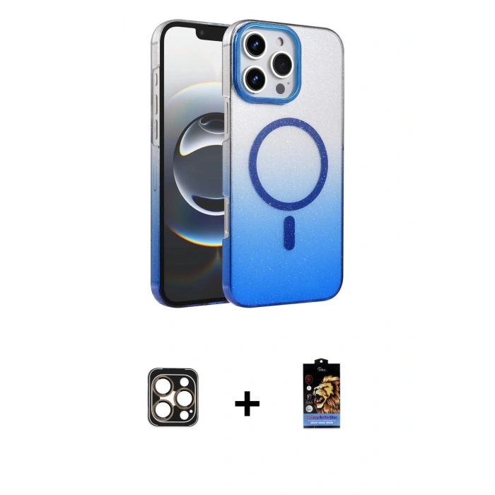 MARSİLYAN™- iPhone 16 Pro Max Kılıf Ahenk Doku Özel Seri - Siyah Buffer Hayalet Cam Ekran Koruyucu + Gold PVD Metal Kamera Lens
