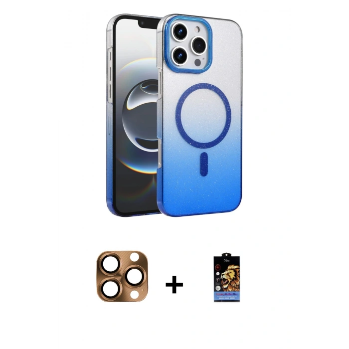 MARSİLYAN™- iPhone 16 Pro Max Kılıf Ahenk Doku Özel Seri - Siyah Buffer Hayalet Cam Ekran Koruyucu + Pers Alüminyum Kamera Lens - CLTM