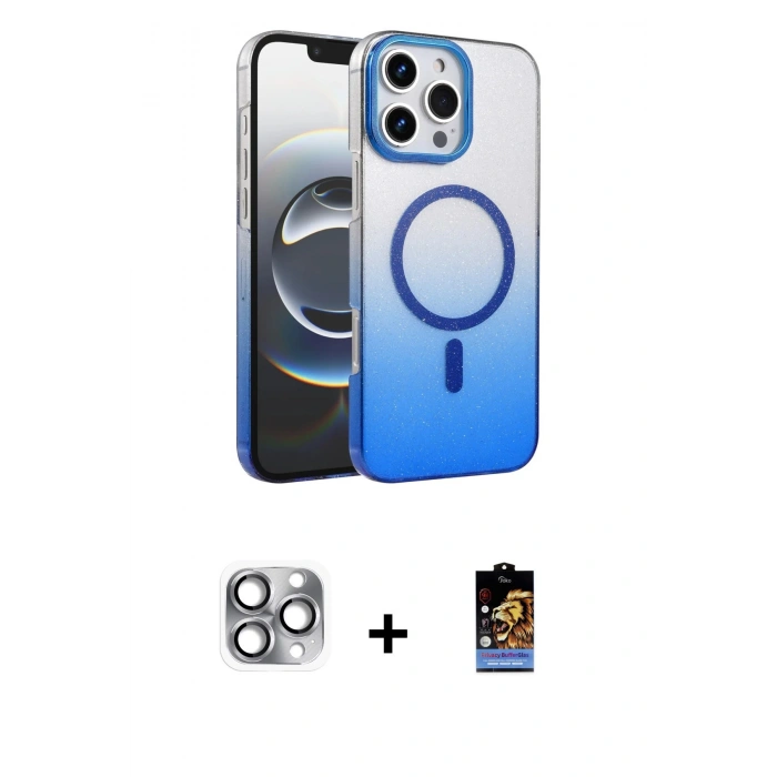 MARSİLYAN™- iPhone 16 Pro Max Kılıf Ahenk Doku Özel Seri - Siyah Buffer Hayalet Cam Ekran Koruyucu + Pers Alüminyum Kamera Lens - GI