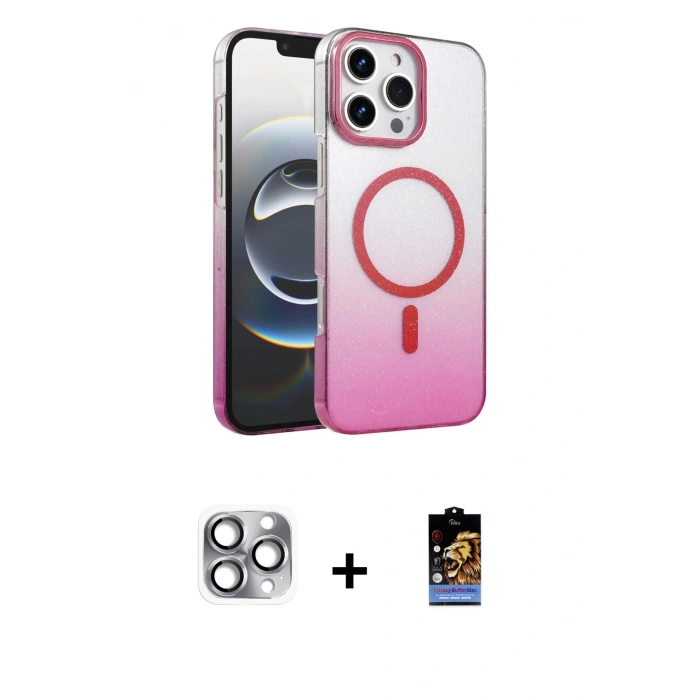 MARSİLYAN™- iPhone 16 Pro Max Kılıf Ahenk Doku Özel Seri - Siyah Buffer Hayalet Cam Ekran Koruyucu + Pers Alüminyum Kamera Lens - GI