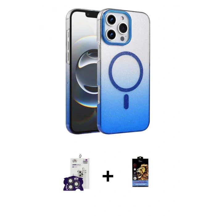 MARSİLYAN™- iPhone 16 Pro Max Kılıf Ahenk Doku Özel Seri - Siyah Buffer Hayalet Cam Ekran Koruyucu + Bilvis Titan Kamera Lens - TMGI