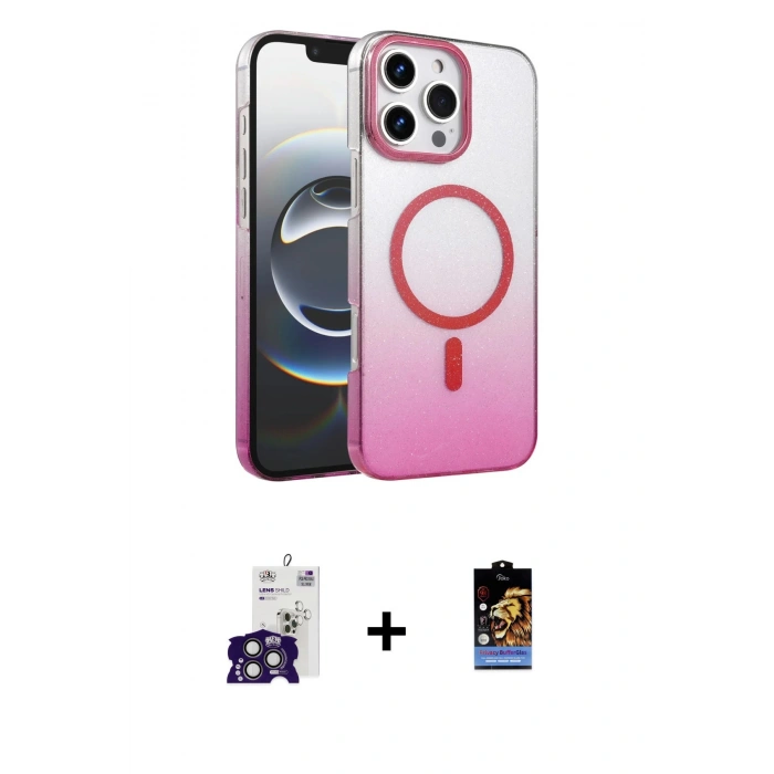 MARSİLYAN™- iPhone 16 Pro Max Kılıf Ahenk Doku Özel Seri - Siyah Buffer Hayalet Cam Ekran Koruyucu + Bilvis Titan Kamera Lens - TMGI