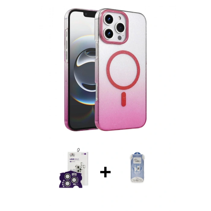 MARSİLYAN™- iPhone 16 Pro Max Kılıf Ahenk Doku Özel Seri - Siyah Joko Magic 5D Cam + Bilvis Titan Kamera Lens - GS