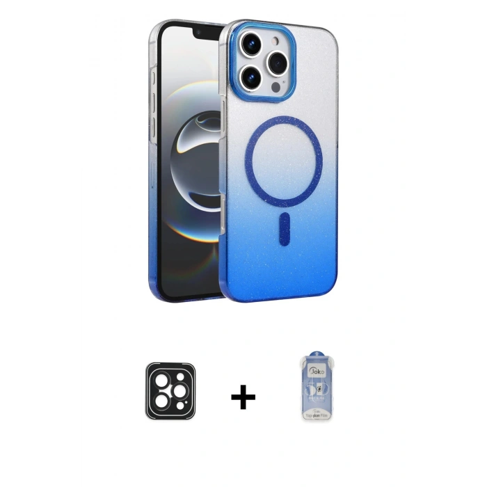 MARSİLYAN™- iPhone 16 Pro Max Kılıf Ahenk Doku Özel Seri - Siyah Joko Magic 5D Cam + PVD Metal Kamera Lens - SH