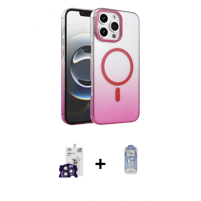 MARSİLYAN™- iPhone 16 Pro Max Kılıf Ahenk Doku Özel Seri - Siyah Joko Magic 5D Cam + Titanyum Gri Bilvis Titan Kamera Lens