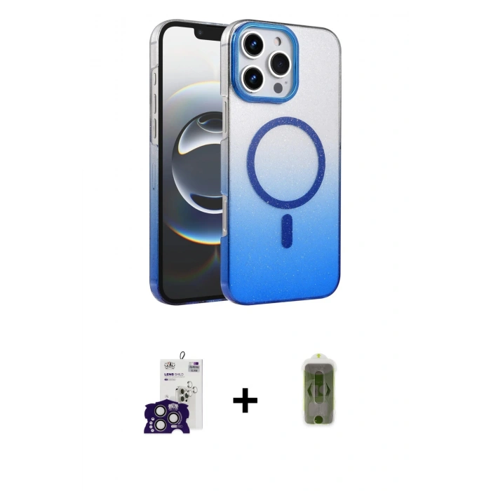MARSİLYAN™- iPhone 16 Pro Max Kılıf Ahenk Doku Özel Seri - Siyah Joko Magic 5D Hayalet Cam + Bilvis Titan Kamera Lens - TMGI