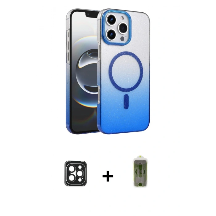 MARSİLYAN™- iPhone 16 Pro Max Kılıf Ahenk Doku Özel Seri - Siyah Joko Magic 5D Hayalet Cam + PVD Metal Kamera Lens - SH