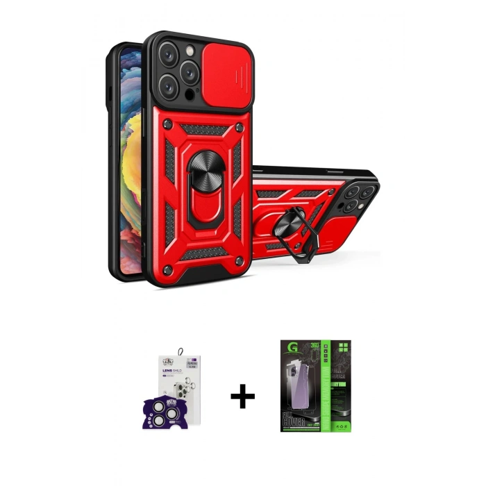 MARSİLYAN™- iPhone 16 Pro Max Kılıf Ahenk Klasik - Şeffaf 360 Full Body Arka Koruyucu + Bilvis Titan Kamera Lens - TMGI