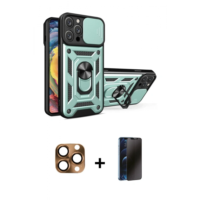 MARSİLYAN™- iPhone 16 Pro Max Kılıf Ahenk Klasik - Siyah 3D Antistatik Hayalet Cam Ekran Koruyucu + Pers Alüminyum Kamera Lens - CLTM