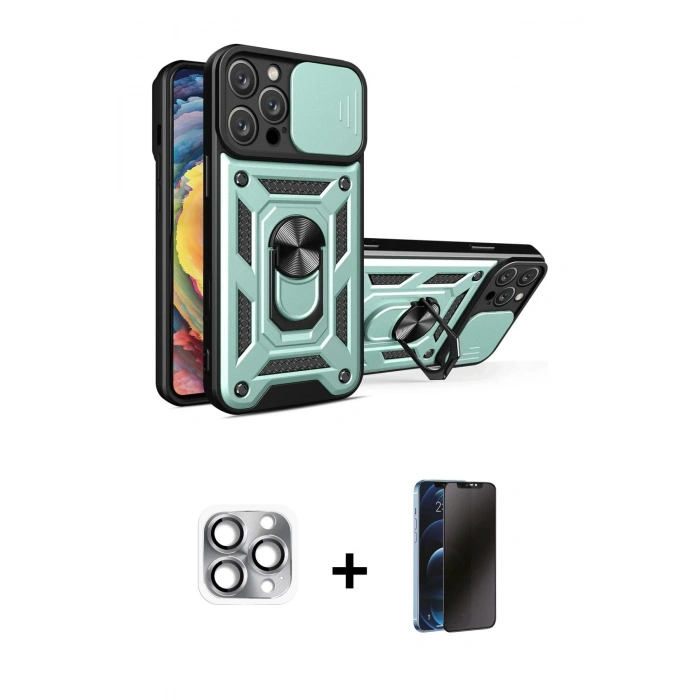 MARSİLYAN™- iPhone 16 Pro Max Kılıf Ahenk Klasik - Siyah 3D Antistatik Hayalet Cam Ekran Koruyucu + Pers Alüminyum Kamera Lens - GI