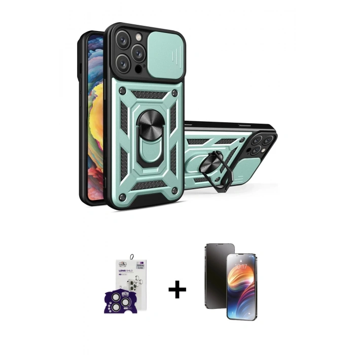 MARSİLYAN™- iPhone 16 Pro Max Kılıf Ahenk Klasik - Siyah 3D Antistatik Mat Seramik Nano Ekran Koruyucu + Bilvis Titan Kamera Lens - TMGI