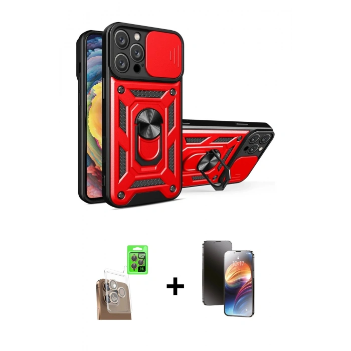 MARSİLYAN™- iPhone 16 Pro Max Kılıf Ahenk Klasik - Siyah 3D Antistatik Mat Seramik Nano Ekran Koruyucu + Raze Metal Kamera Lens - CLTM