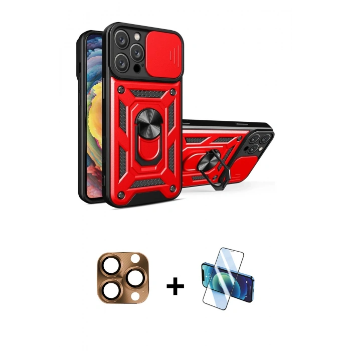 MARSİLYAN™- iPhone 16 Pro Max Kılıf Ahenk Klasik - Siyah 3D Antistatik Seramik Nano Ekran Koruyucu + Pers Alüminyum Kamera Lens - CLTM